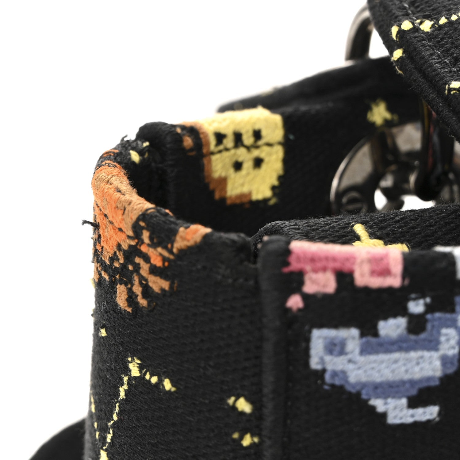 Christian Dior Canvas Pixel Zodiac Embroidered Medium Lady D-Lite Nero Multicolor