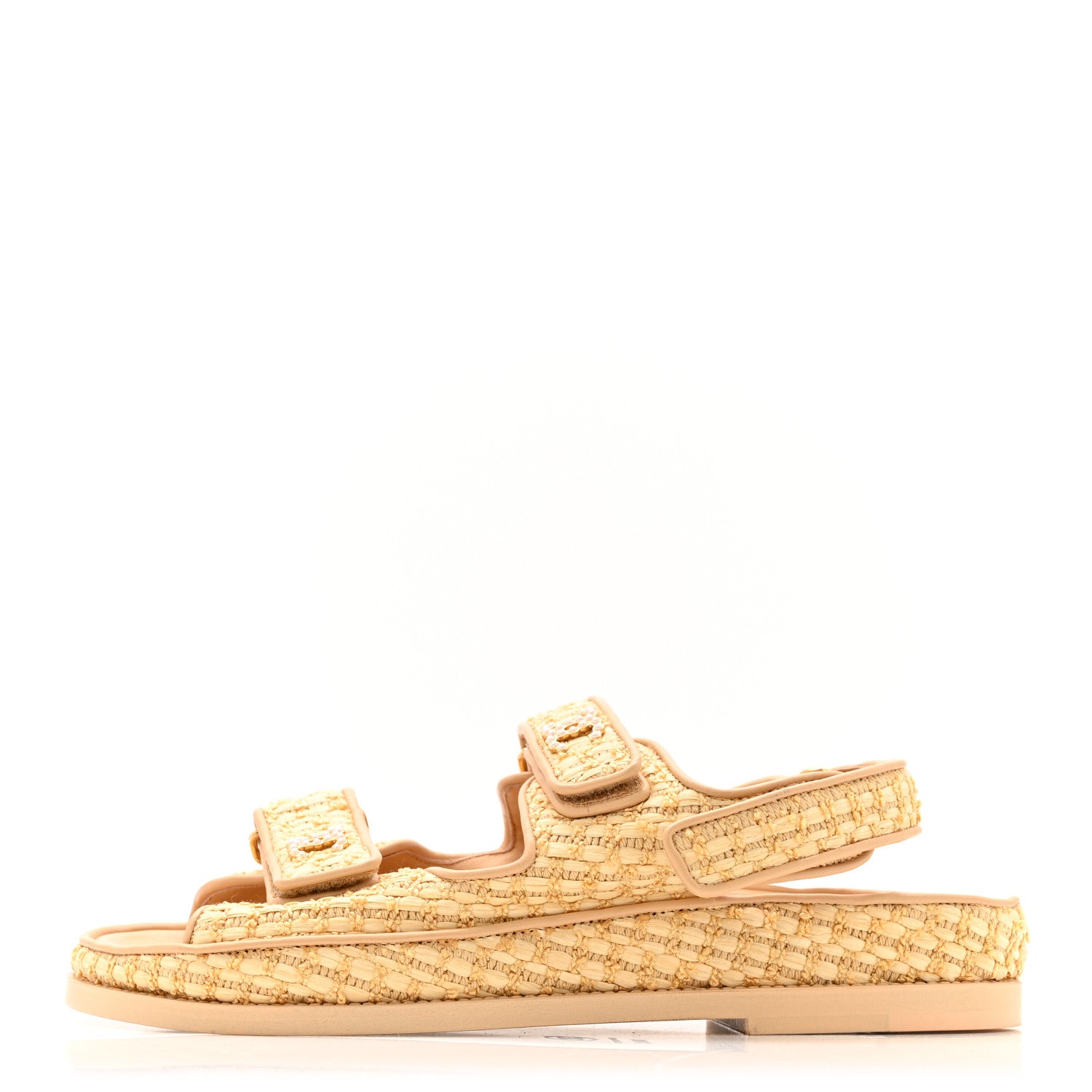 Braided Fabric Velcro Dad Sandals 38.5 Beige