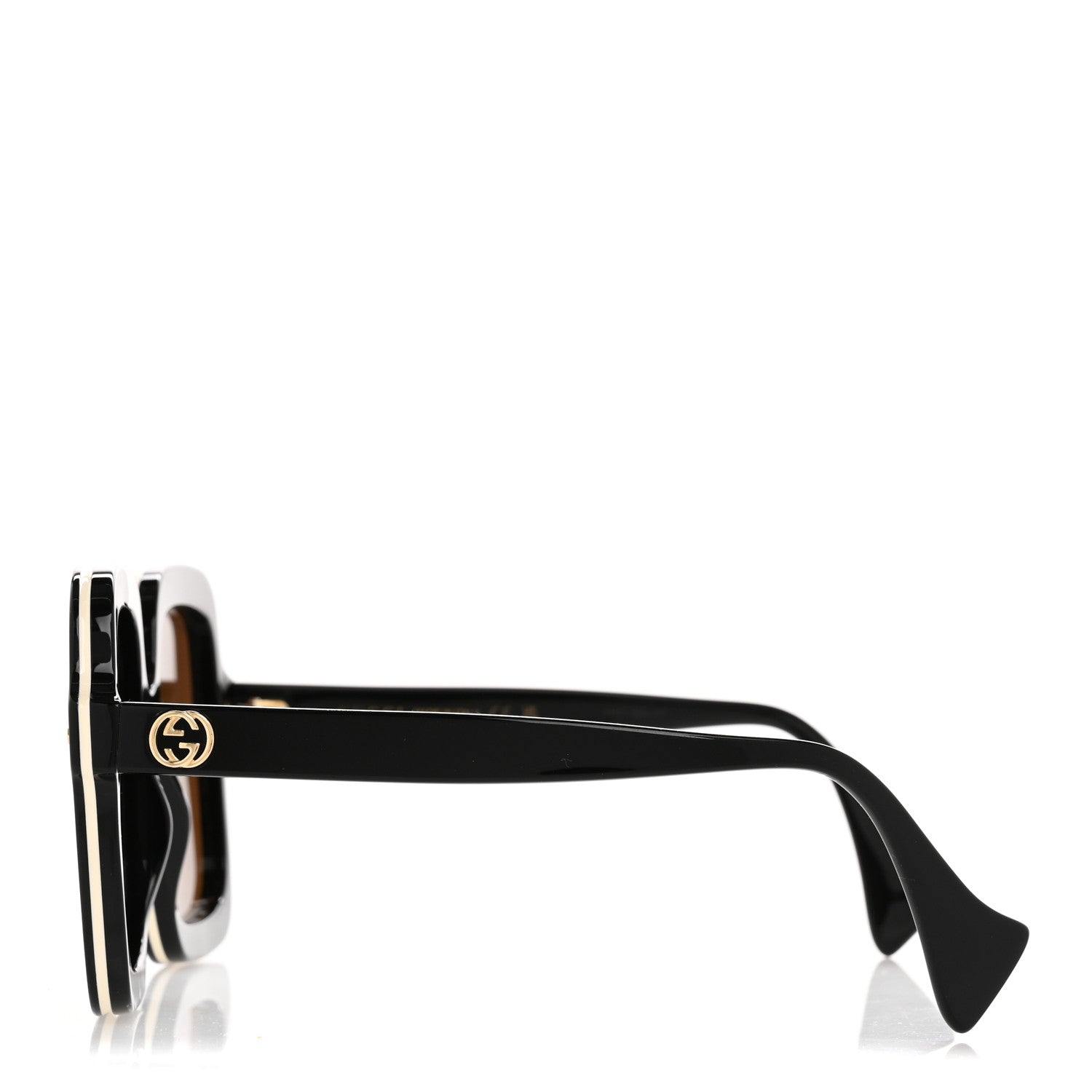 Gucci Acetate Round Frame Sunglasses GG1241S Black White
