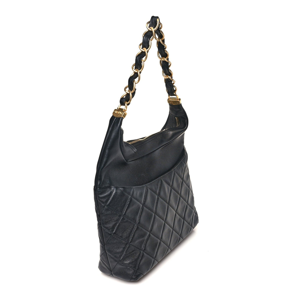 Chanel Calfskin Quilted Close To Me Hobo Black