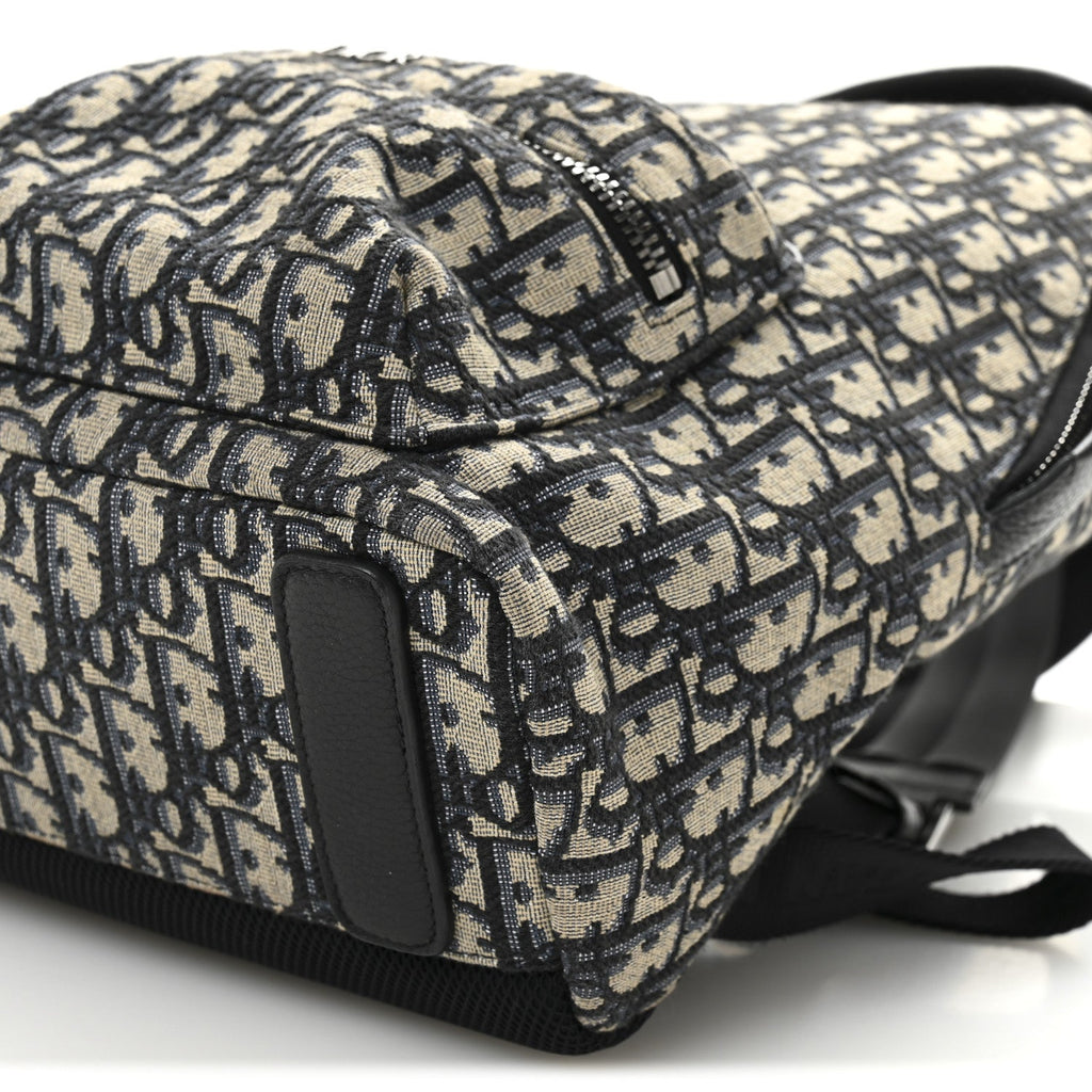 Christian Dior Oblique Calfskin Rider Kid's Backpack Beige Black