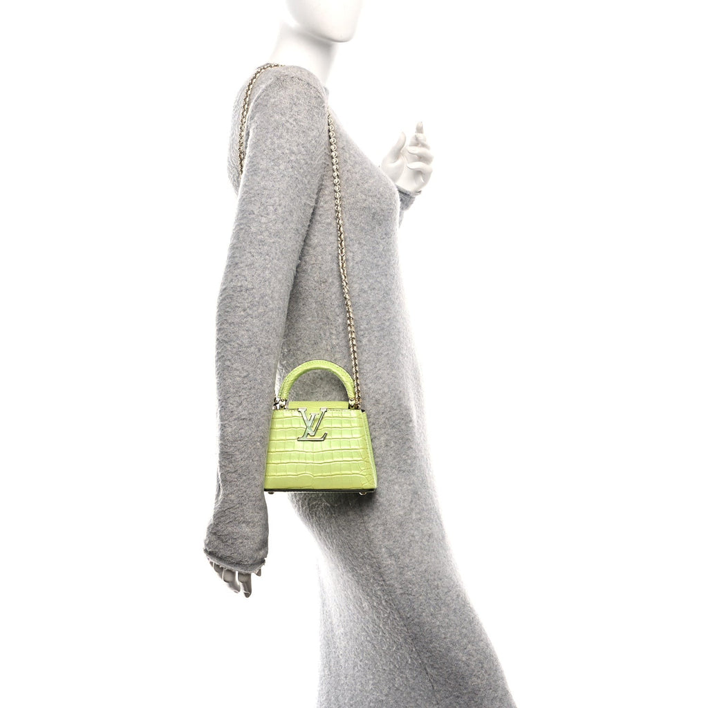 Louis Vuitton Iridescent Alligator Nano Capucines Lime