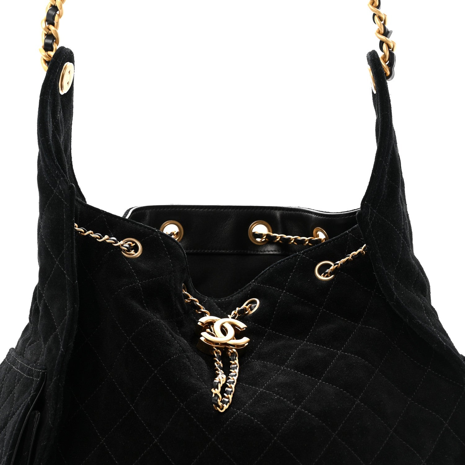 Chanel Suede Quilted Medium Chanel 25 Handbag Black