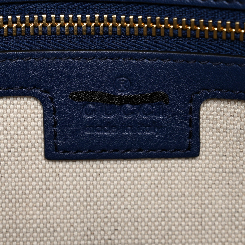 Gucci Roxy Calfskin Medium Blondie Top Handle Bag Blue Agata