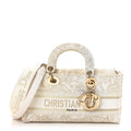 Christian Dior Canvas Embroidered Medium Jardin D'Hiver Lady D-Joy White Gold