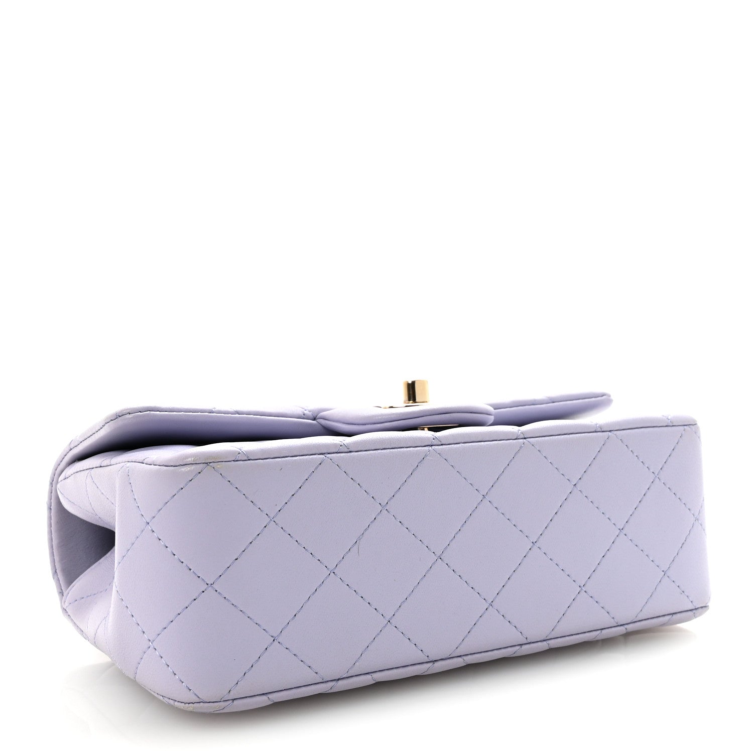 Chanel Lambskin Quilted Mini Top Handle Rectangular Flap Light Purple