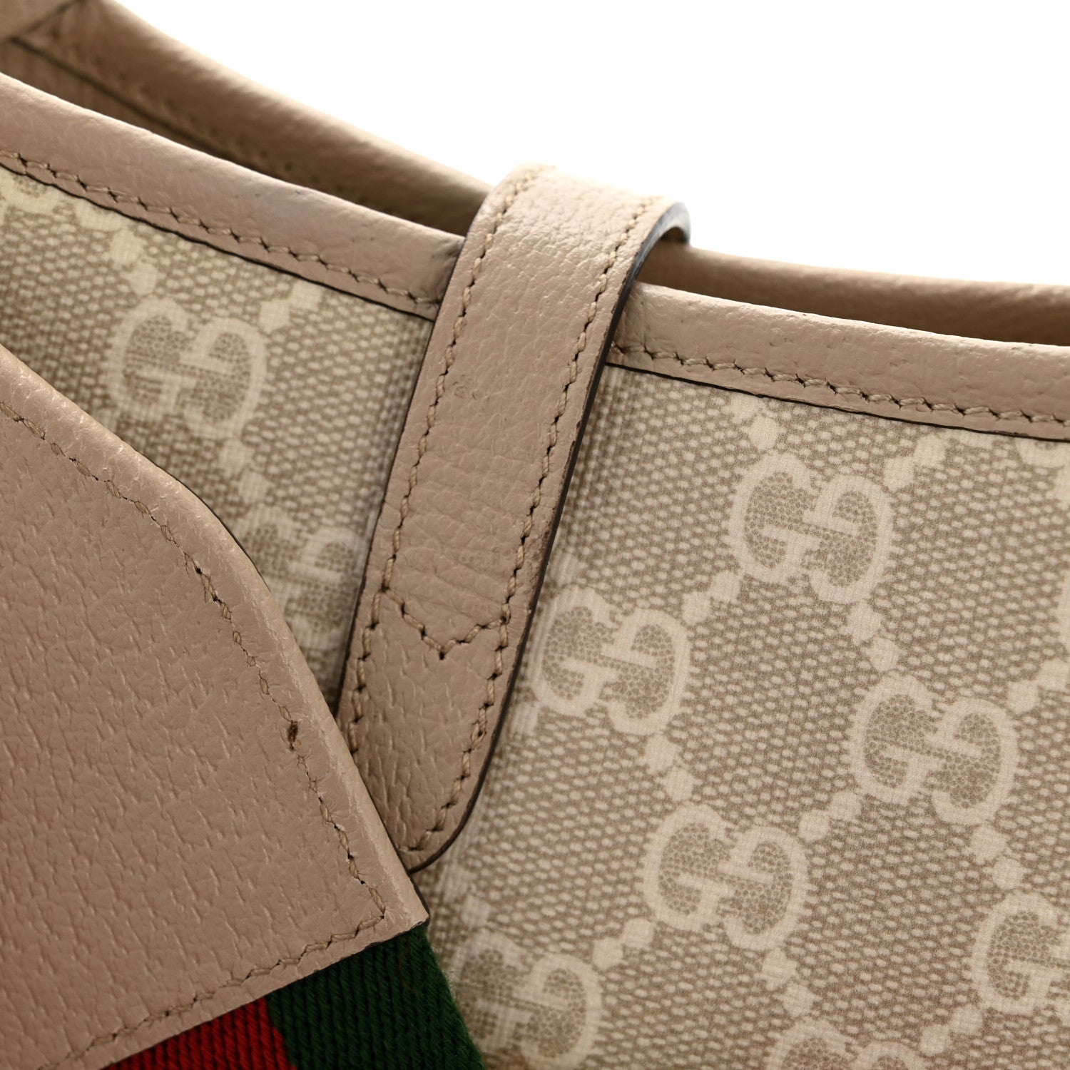 Gucci GG Supreme Monogram Textured Dollar Calfskin Mini Jackie 1961 Hobo Beige Mystic White Oatmeal