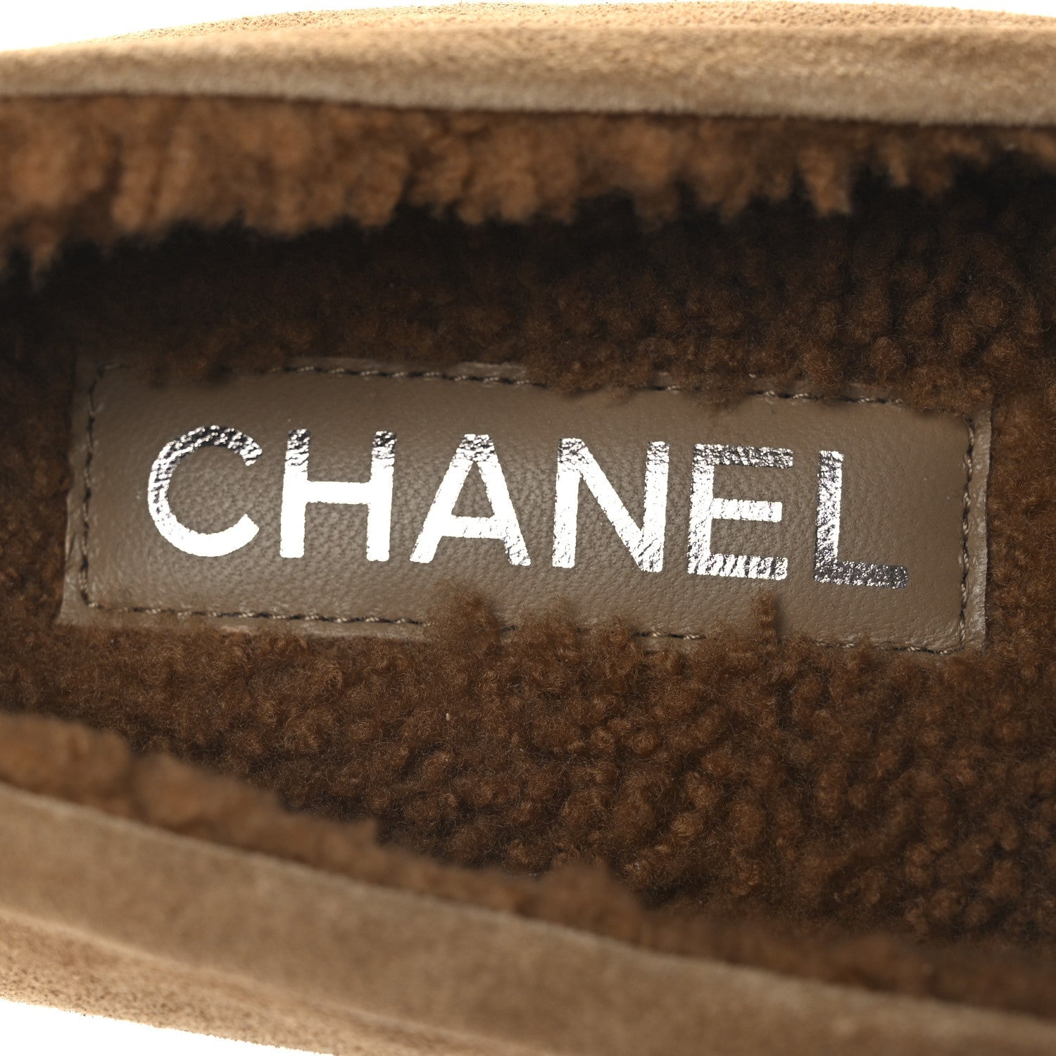Chanel Suede Calfskin CC Loafers 36.5 Dark Beige