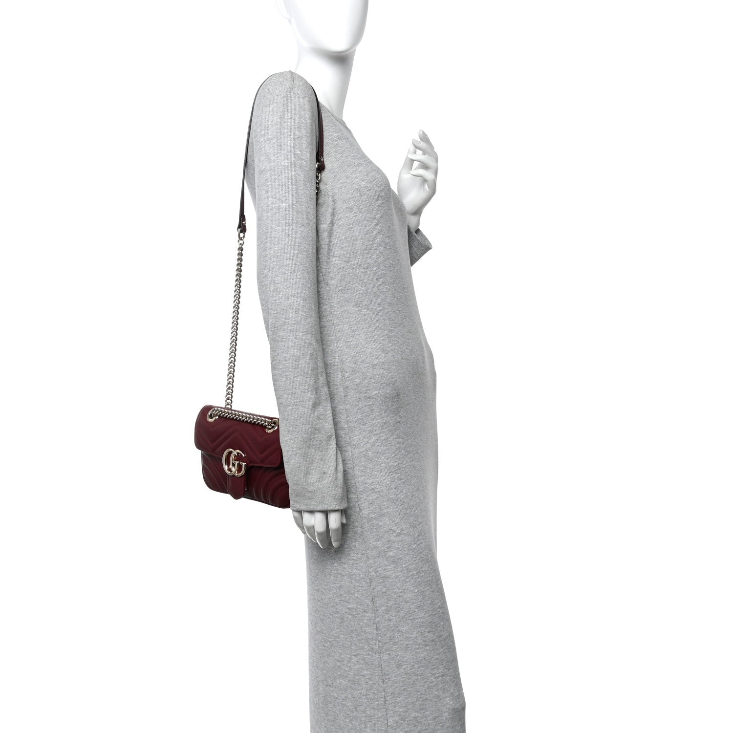 Gucci Calfskin Matelasse Small GG Marmont Shoulder Bag  Rosso Ancora