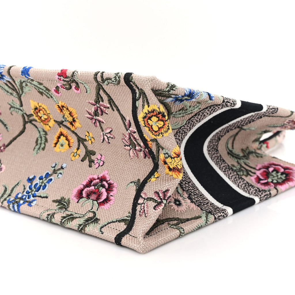 Christian Dior Canvas Embroidered Petites Fleurs Medium Book Tote Rose Multicolor