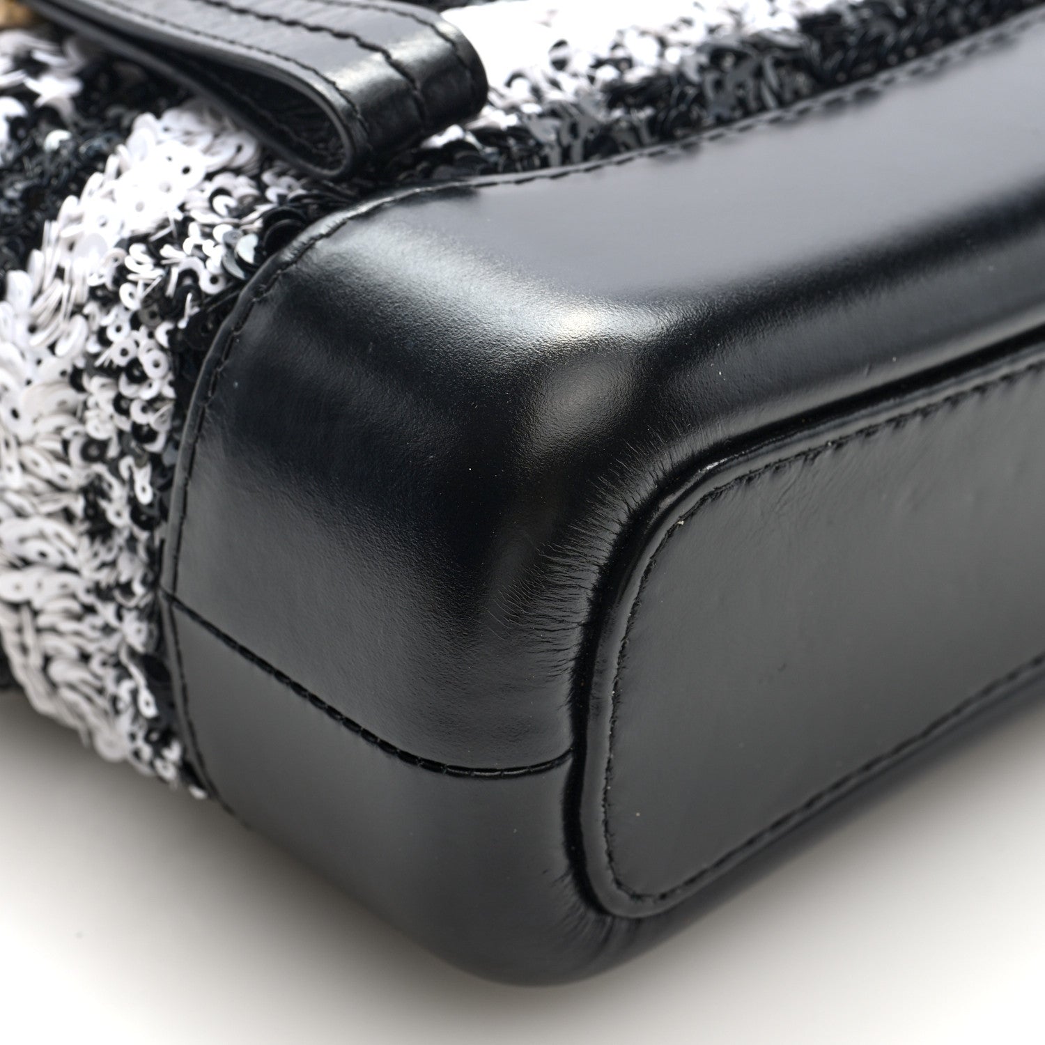 Chanel Sequin Calfskin Small Gabrielle Hobo Black White