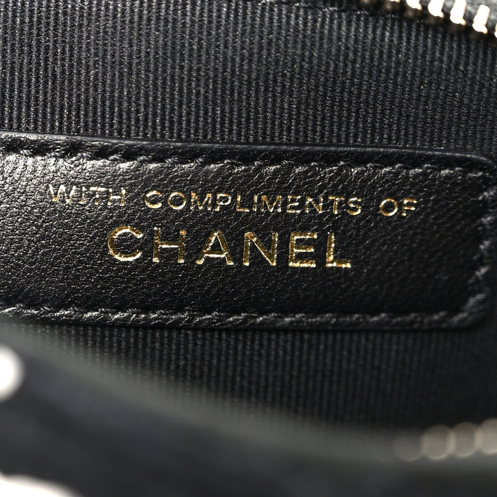 Chanel Tweed Quilted Mini Clutch With Chain Black White
