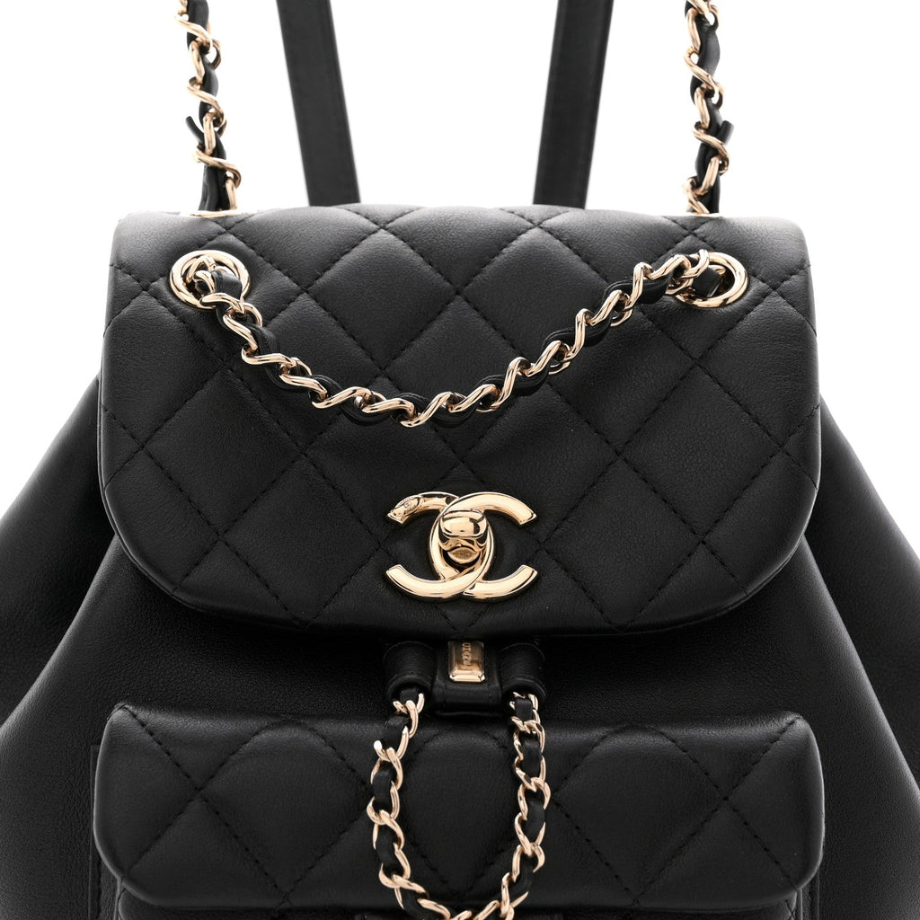Chanel Lambskin Quilted Small Duma Drawstring Backpack Black