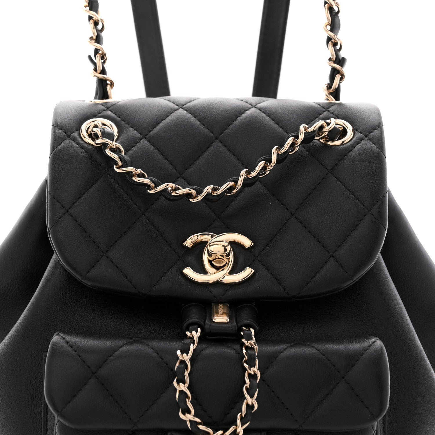 Chanel Lambskin Quilted Small Duma Drawstring Backpack Black