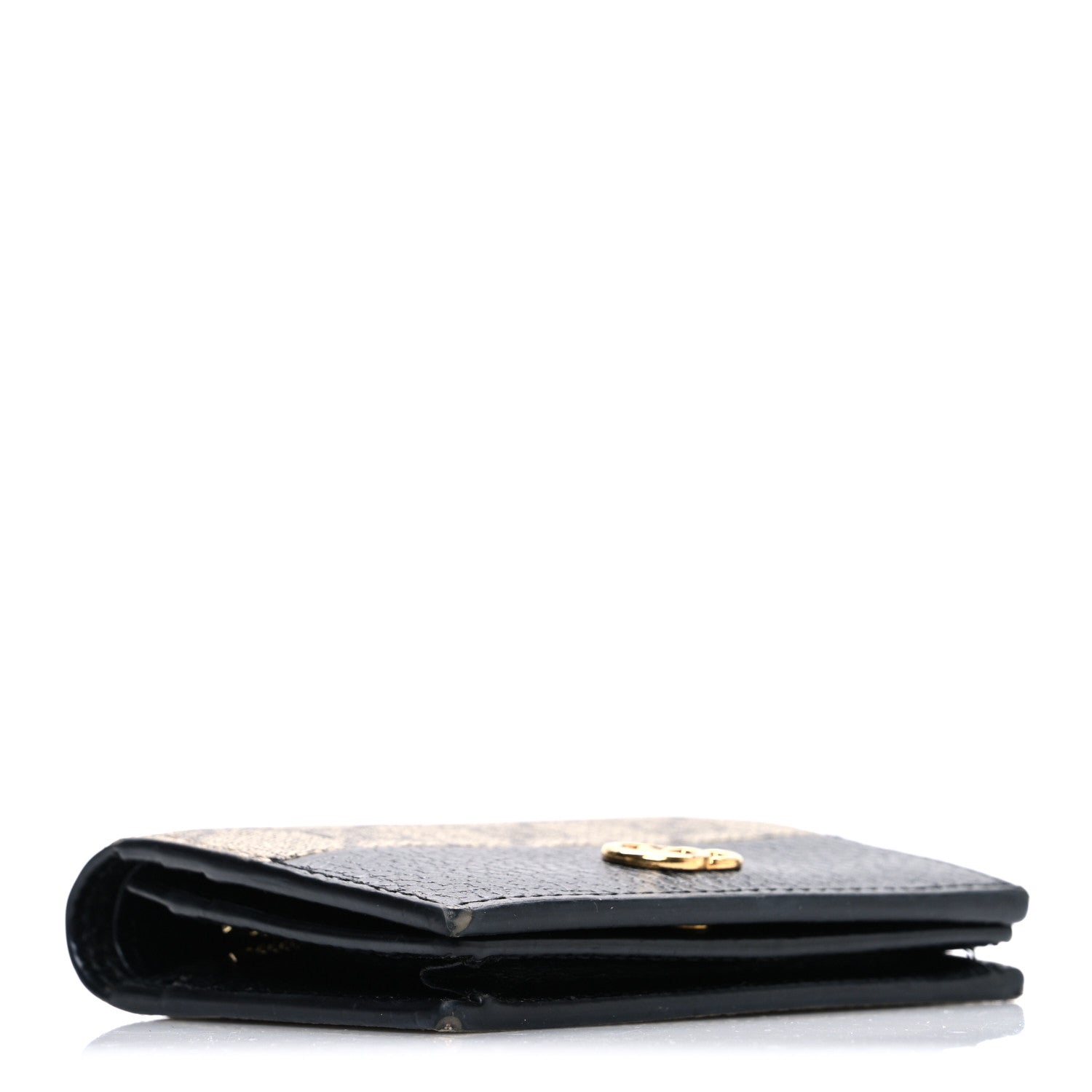 Gucci Dollar Calfskin GG Supreme Monogram GG Marmont Card Case Black Beige Ebony