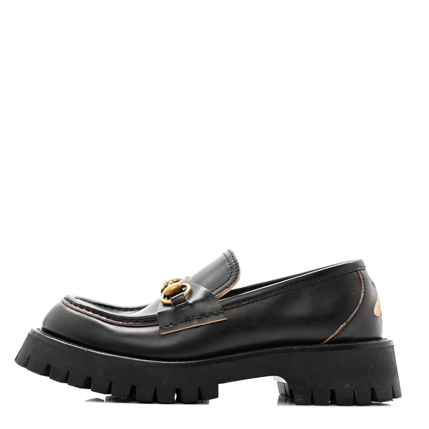 Gucci Cordovan Lux Womens Harald Horsebit 25mm Platform Loafers 37.5 Black