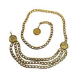 Vintage Chanel Gold Plated Cambon 31 Rue Coin Chain 3-Row Belt