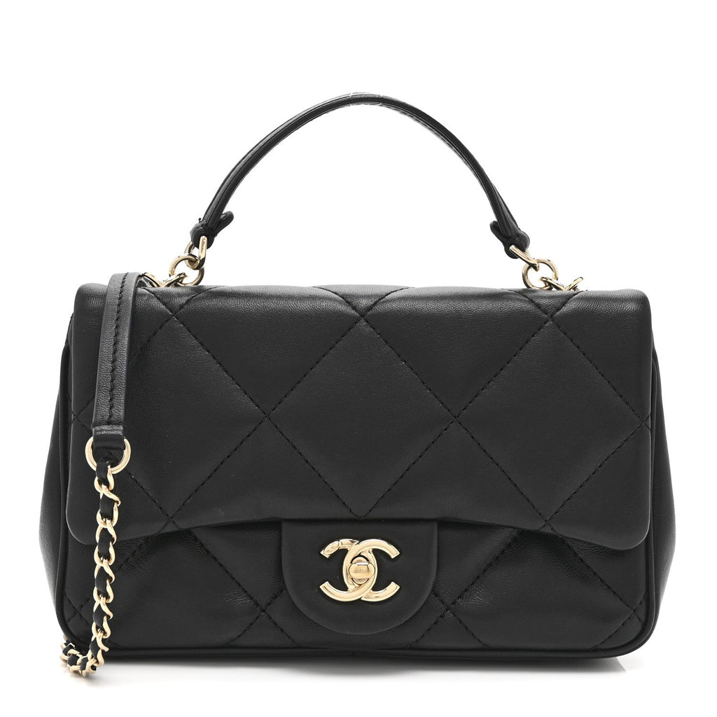 Chanel Lambskin Quilted Small Easy Carry Flap Black