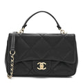 Chanel Lambskin Quilted Small Easy Carry Flap Black