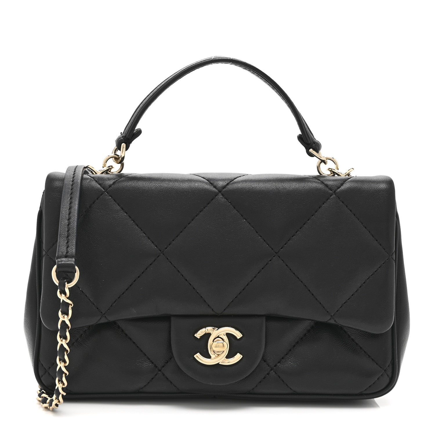 Chanel Lambskin Quilted Small Easy Carry Flap Black
