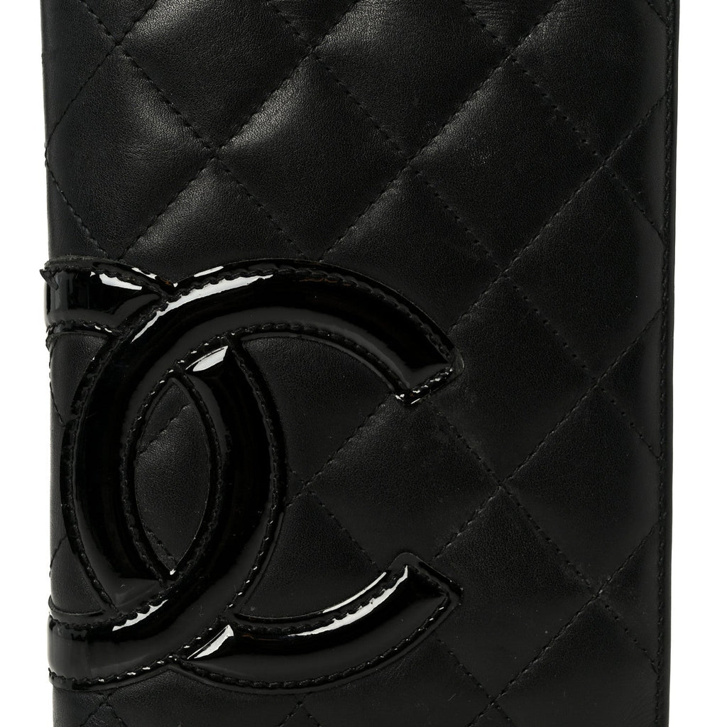 Calfskin Quilted Cambon Yen Wallet Black