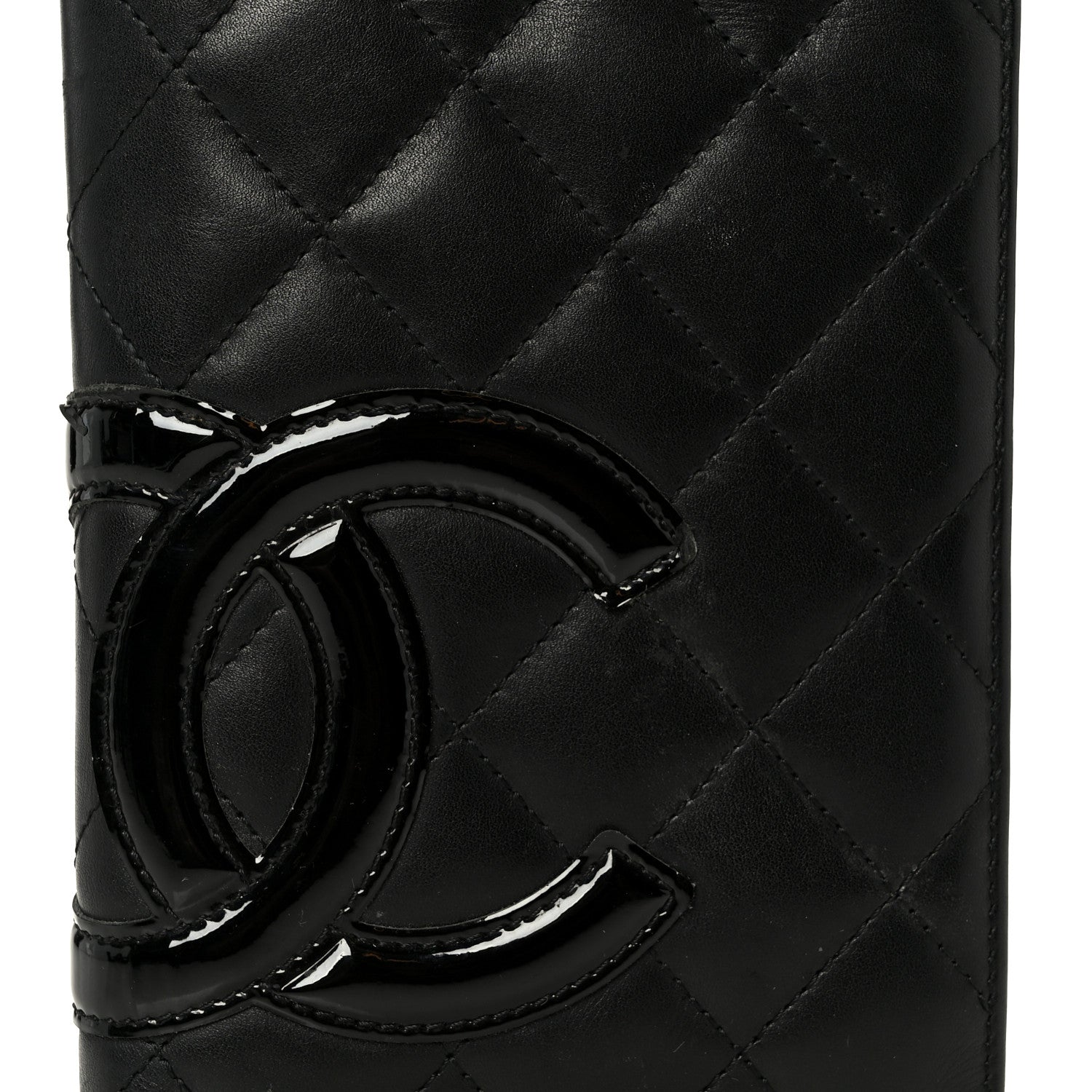 Calfskin Quilted Cambon Yen Wallet Black