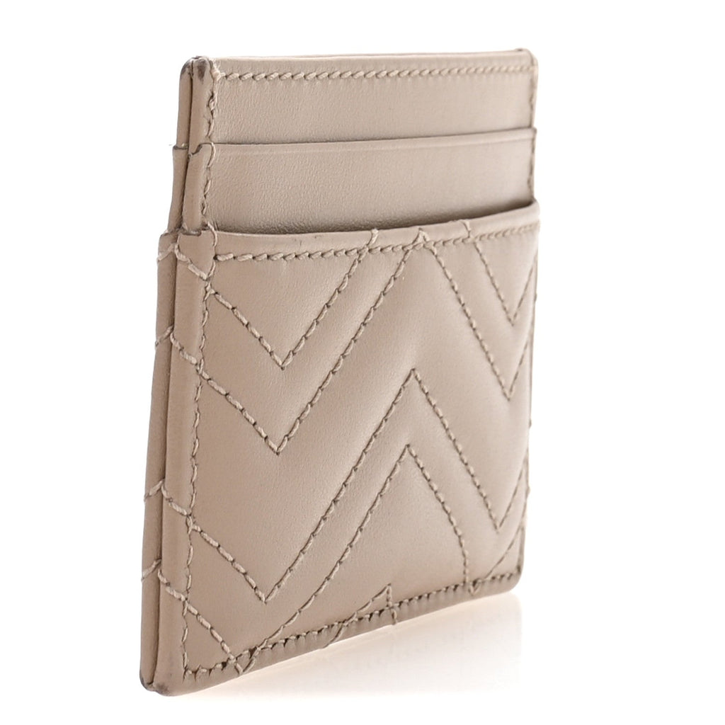Gucci Calfskin Matelasse GG Marmont Card Holder Porcelain Rose
