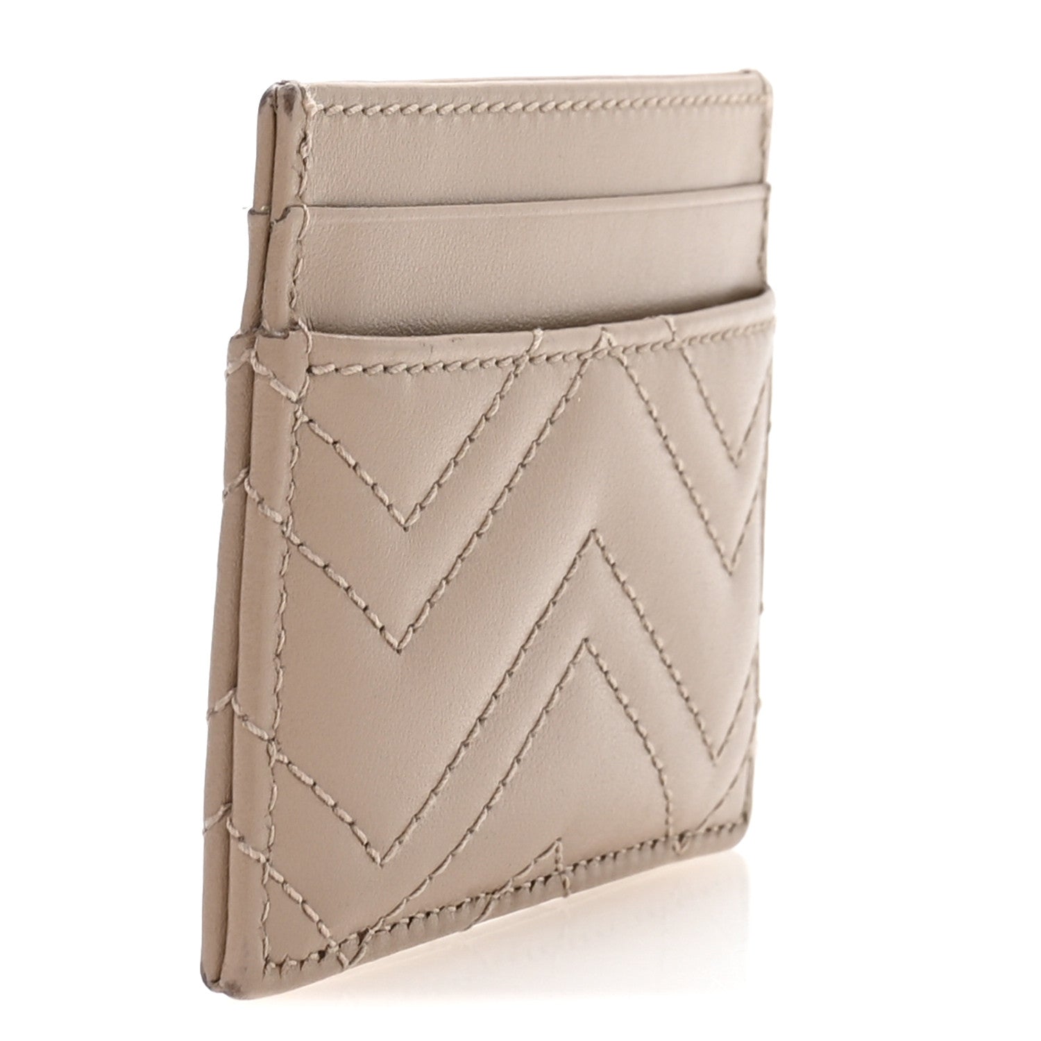 Gucci Calfskin Matelasse GG Marmont Card Holder Porcelain Rose