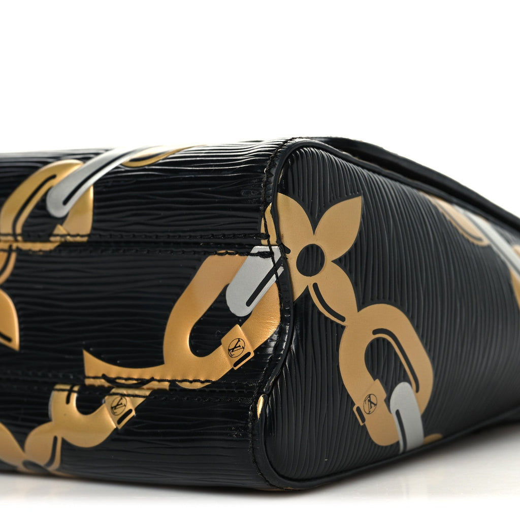 Louis Vuitton Epi Chain Flower Twist Shoulder Bag MM Black