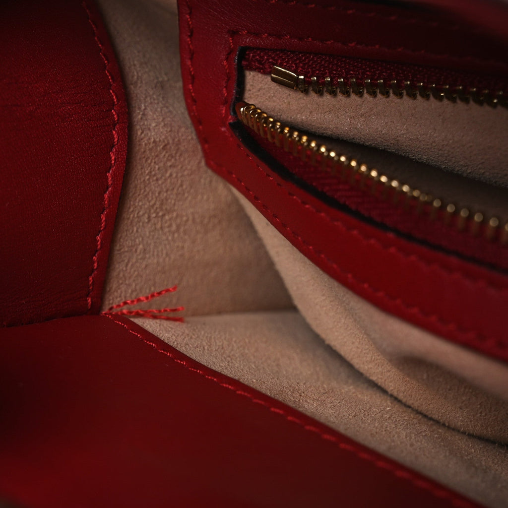 Gucci Nappa Bamboo Web Small Nymphaea Top Handle Bag Hibiscus Red