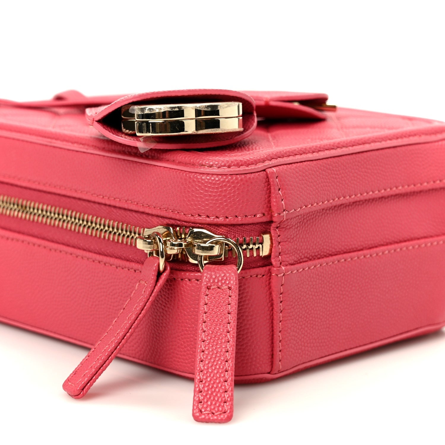 Chanel Caviar Quilted CC North South Filigree Vanity Case Pink