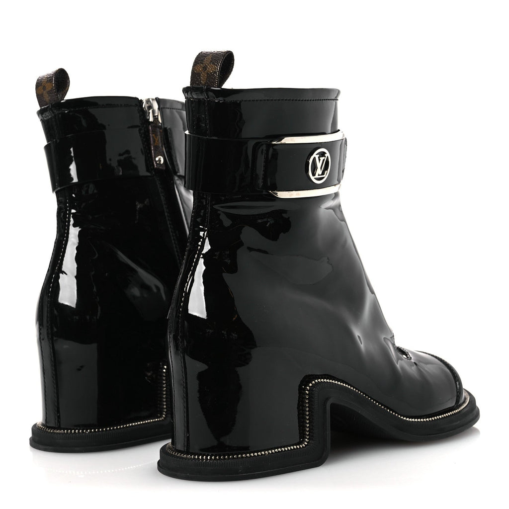 Louis Vuitton Patent Calfskin Moonlight Boots 38 Black