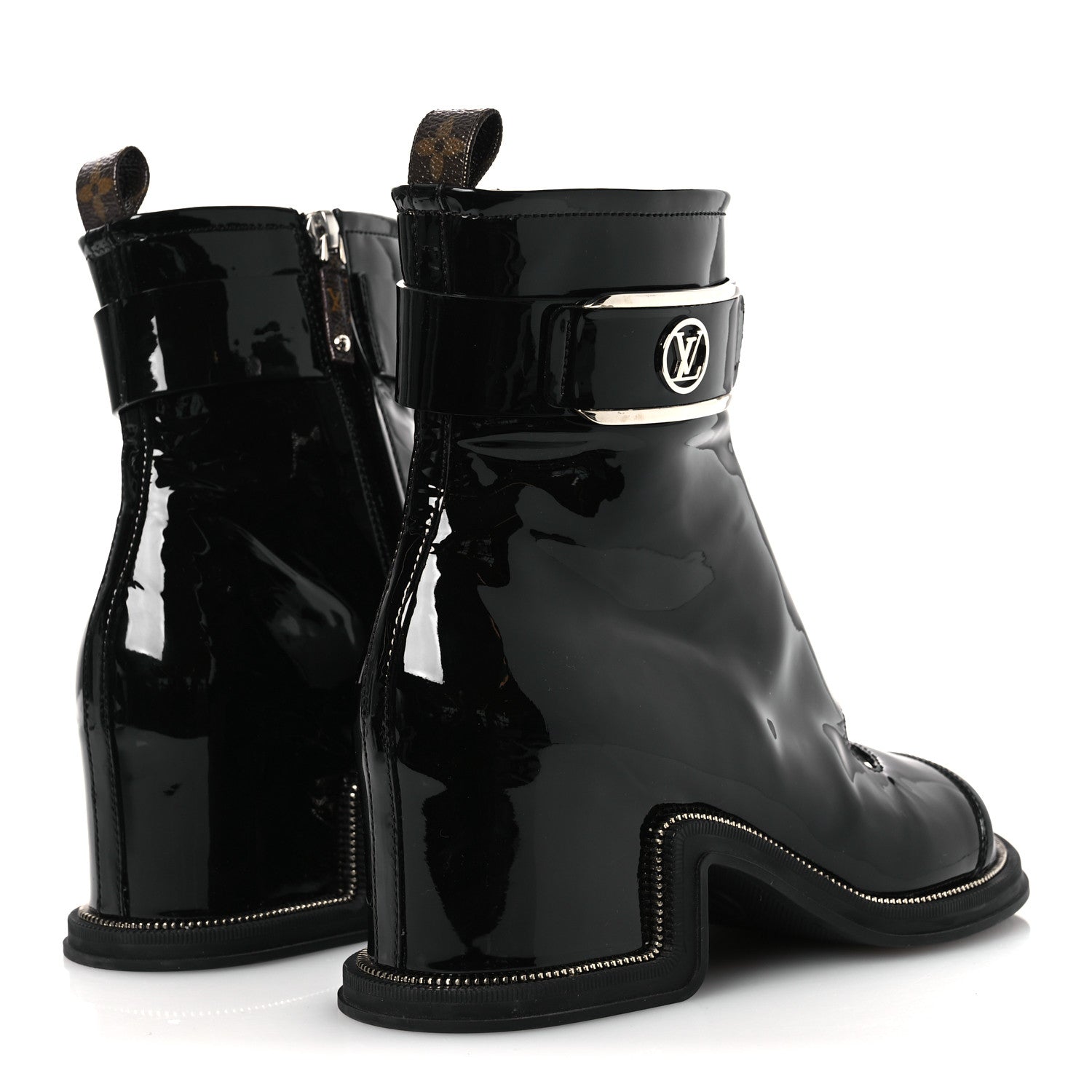 Louis Vuitton Patent Calfskin Moonlight Boots 38 Black