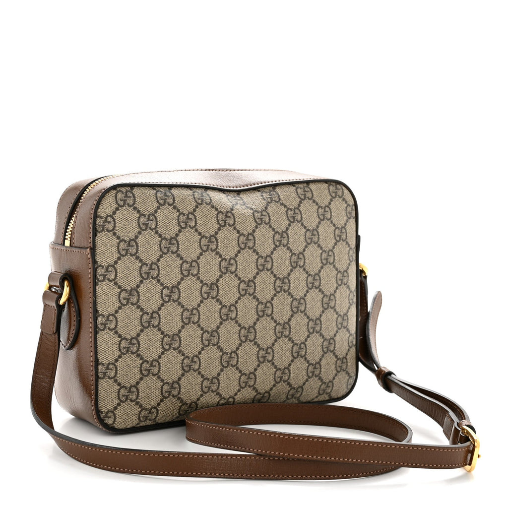 Gucci GG Supreme Monogram Small Horsebit 1955 Shoulder Bag Beige Brown Sugar
