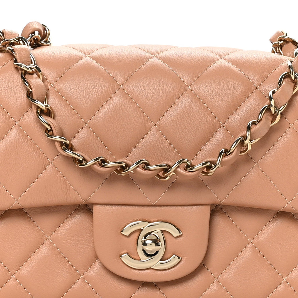 Chanel Lambskin Quilted Mini Rectangular Flap Brown