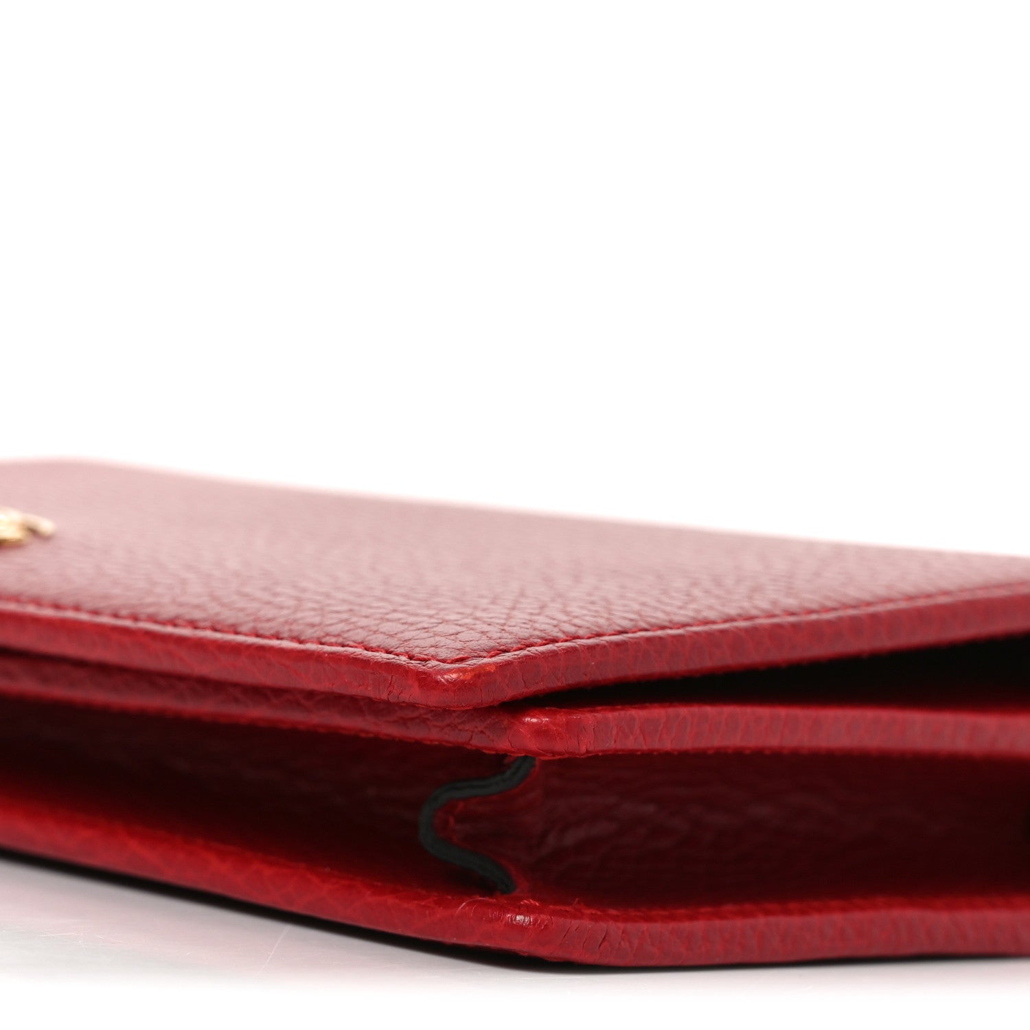 Gucci Dollar Calfskin Mini GG Marmont Chain Wallet Hibiscus Red