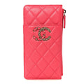 Caviar Quilted French New Wave Flat Wallet Pouch Pink
