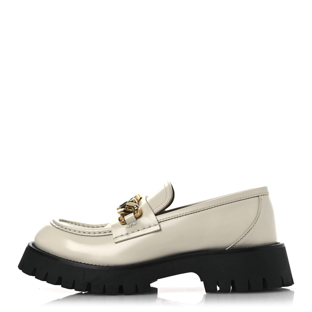 Gucci Cordovan Lux Womens Jeanne Platform Lug Sole 30/45mm Loafers 39 Mystic White