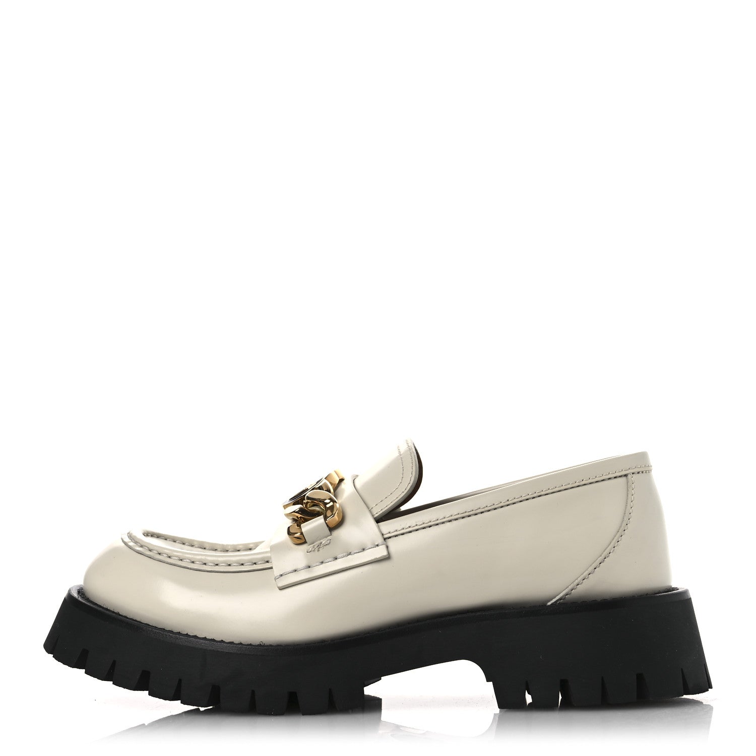 Gucci Cordovan Lux Womens Jeanne Platform Lug Sole 30/45mm Loafers 39 Mystic White