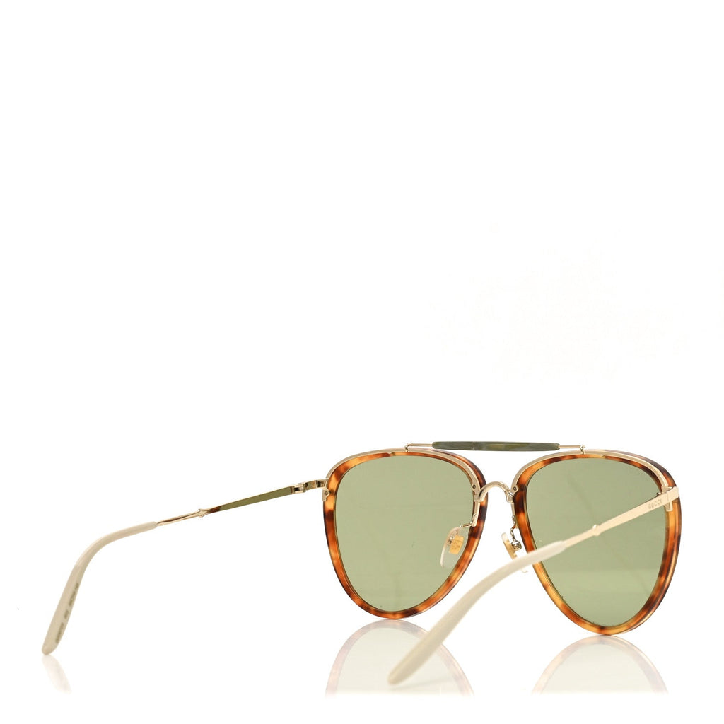 Gucci Aviator Sunglasses GG0672S Havana Gold Green
