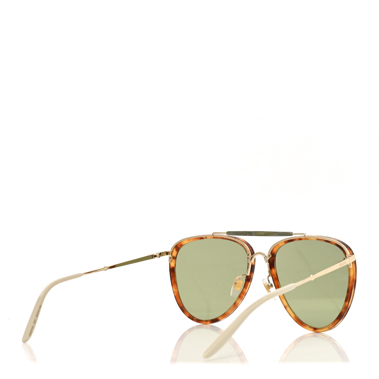 Gucci Aviator Sunglasses GG0672S Havana Gold Green