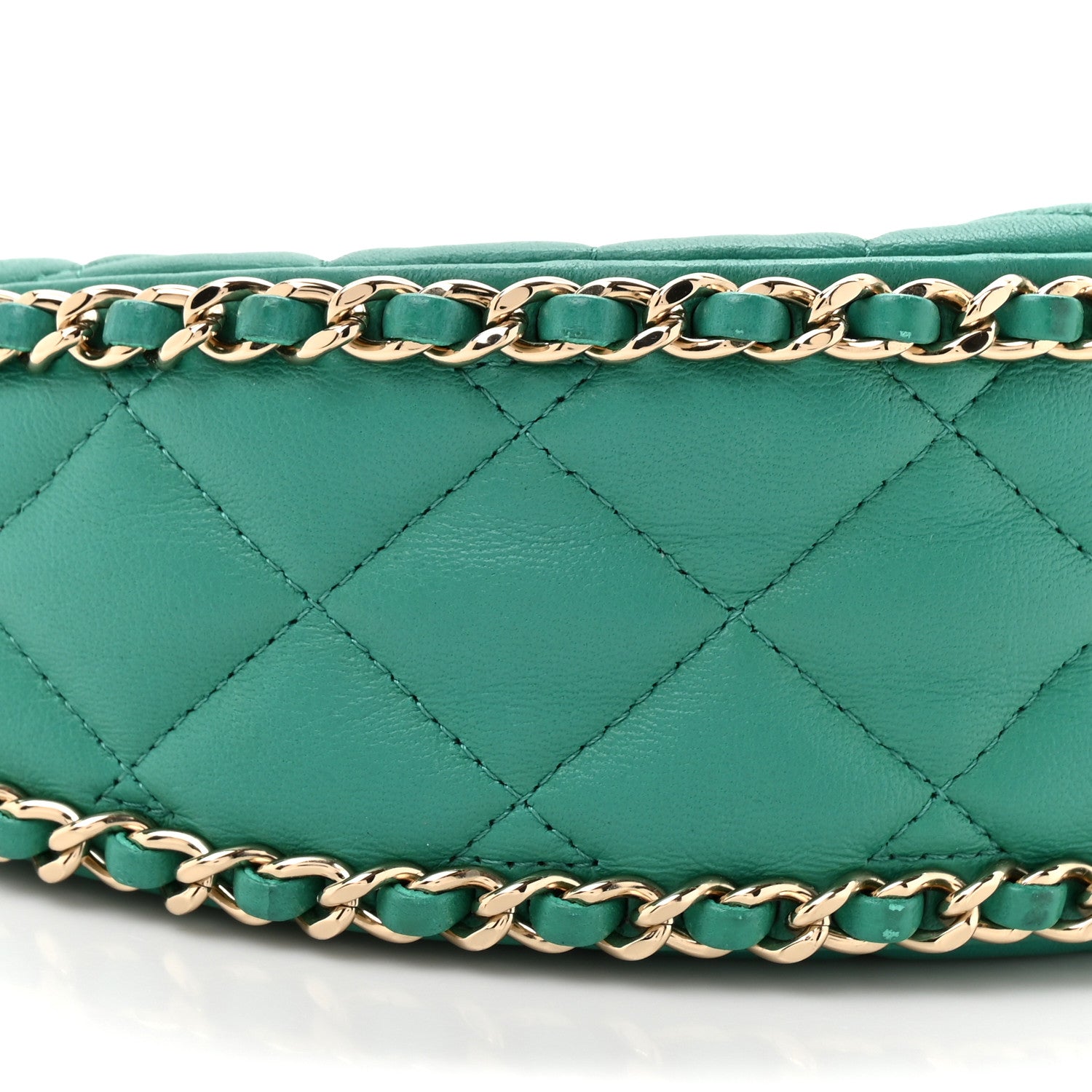 Chanel Lambskin Quilted Chain Around Hobo Green
