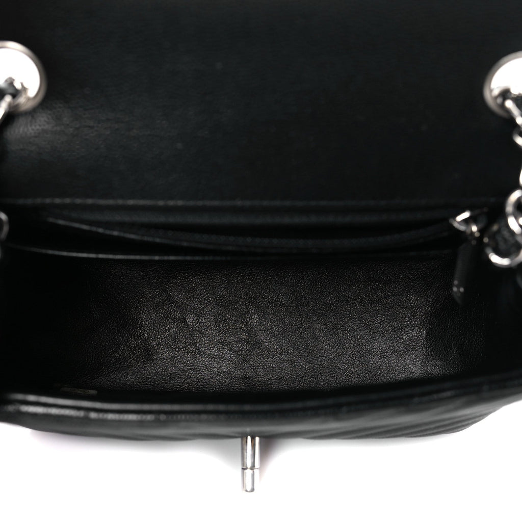 Chanel Caviar Chevron Quilted Mini Square Flap Black