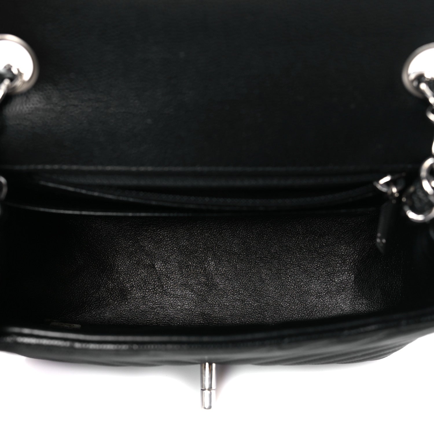Chanel Caviar Chevron Quilted Mini Square Flap Black