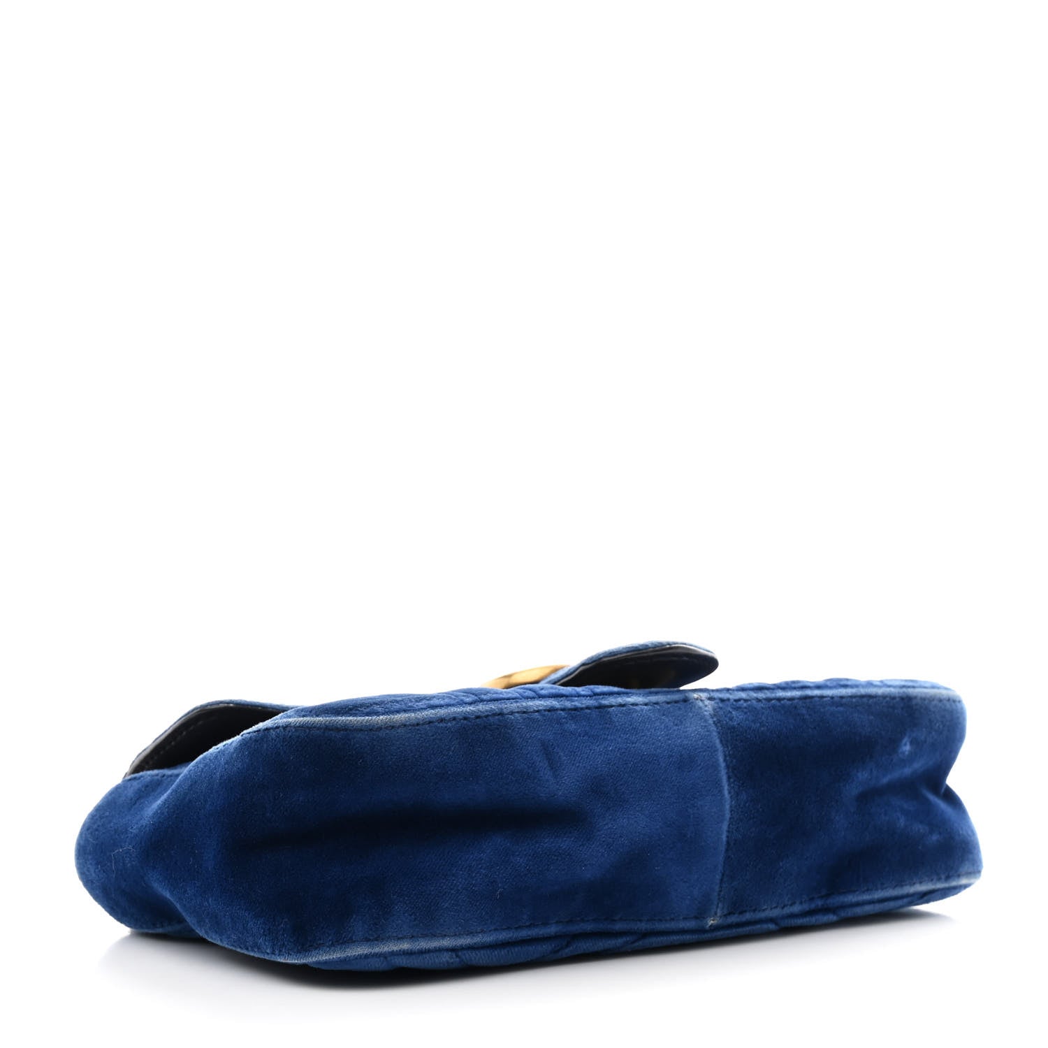 Gucci Velvet Matelasse Mini GG Marmont Shoulder Bag Cobalt Blue