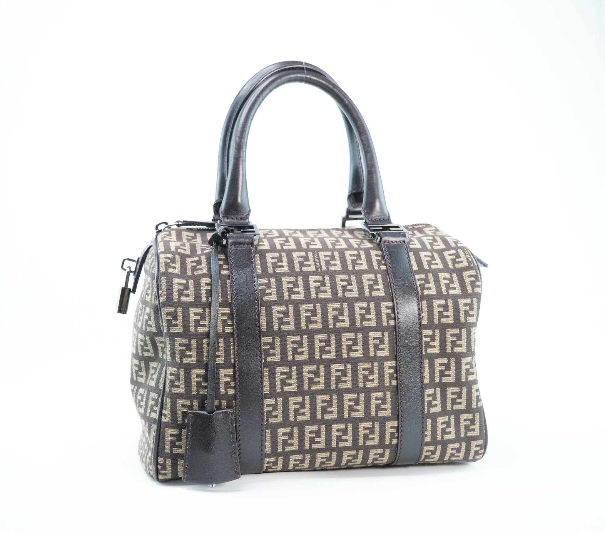 Fendi Zucchino Canvas Boston Bag - '10s