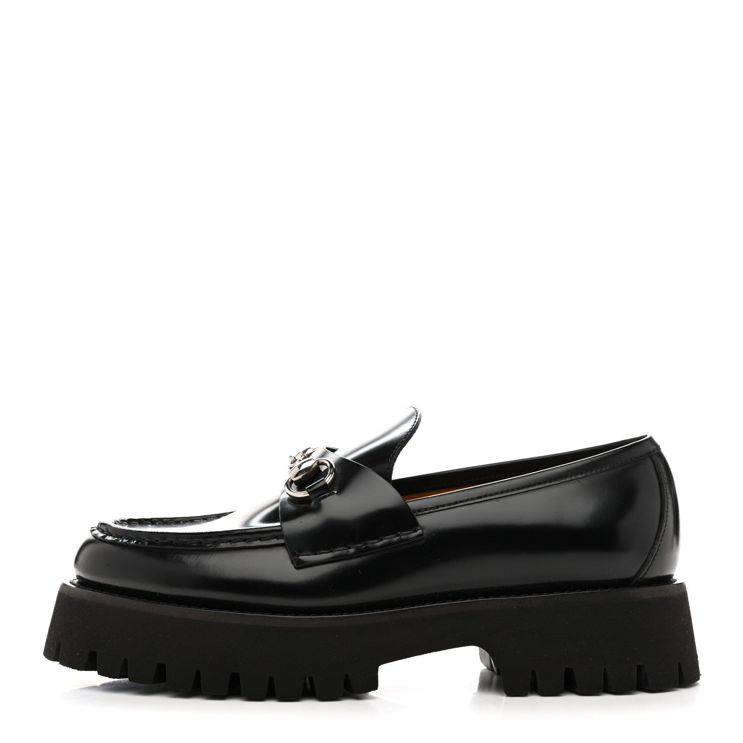Gucci Cordovan Lux Womens Horsebit 45mm Platform Loafers 39.5 Black