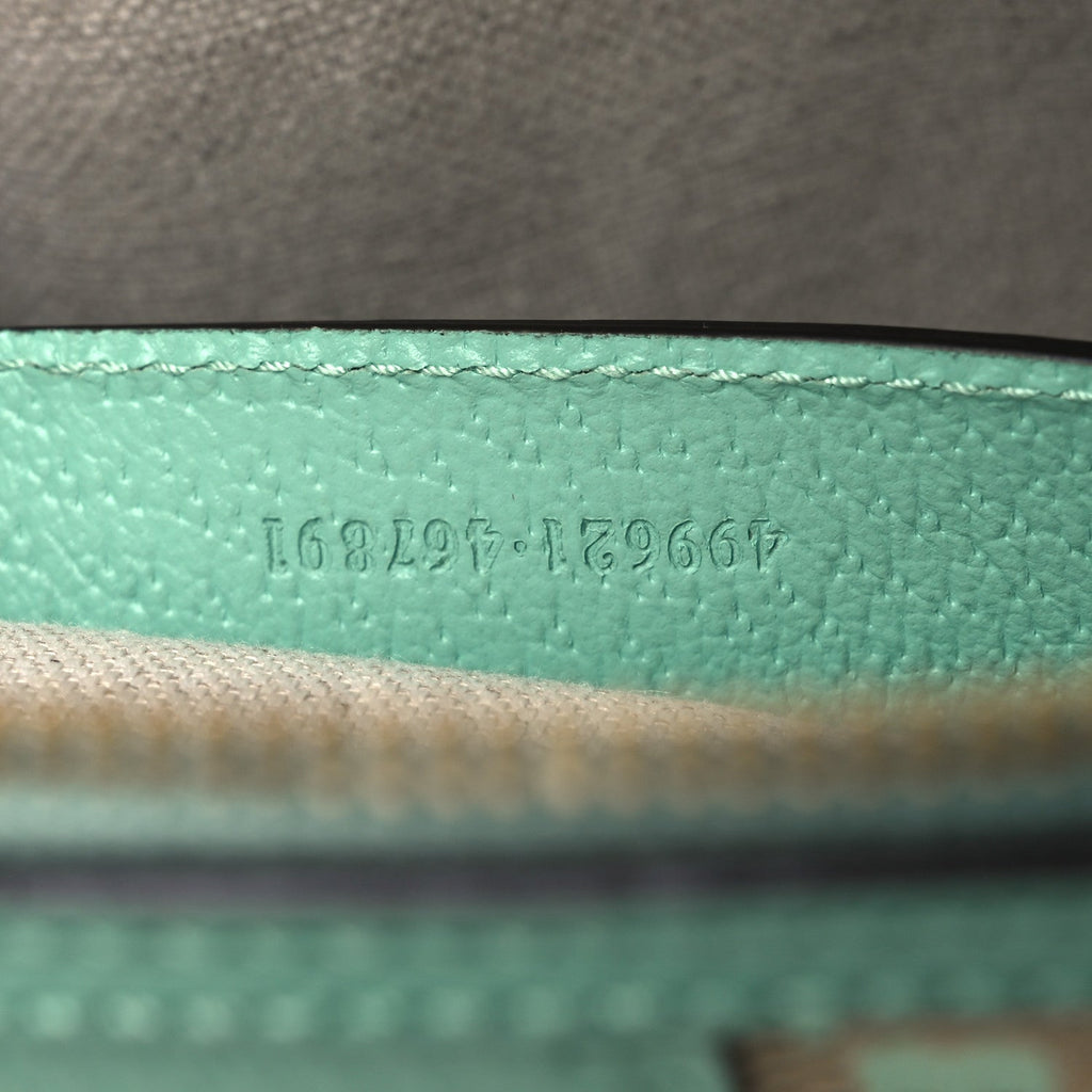 Gucci Monogram Jumbo GG Textured Dollar Calfskin Small Ophidia Dome Shoulder Bag Beige Pepperlight Mint