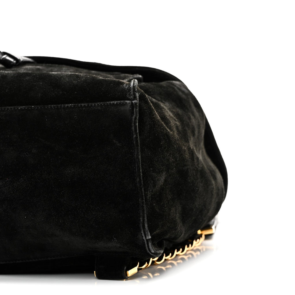 Chanel Suede CC Drawstring Backpack Black