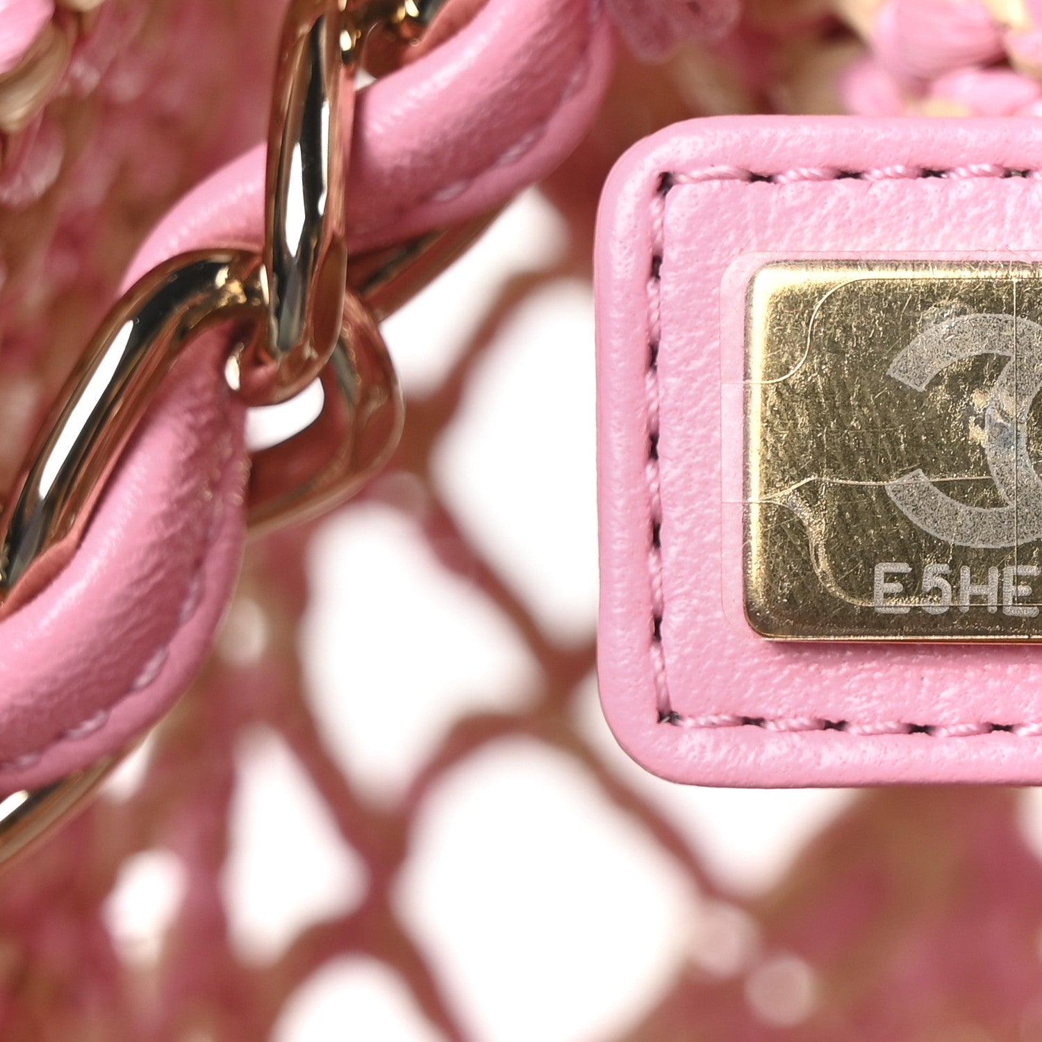 Chanel Raffia Effect Braided Small Shopping Bag Beige Pink